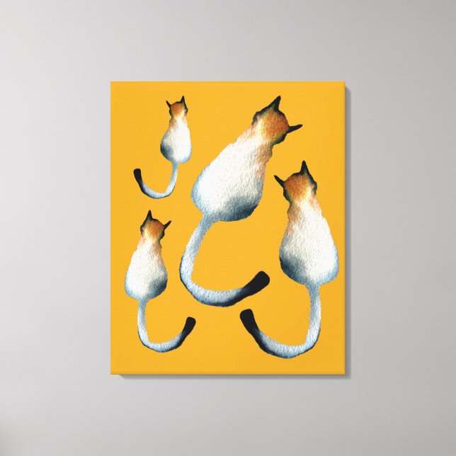 Tabby black and brown cat illustration canvas print (Front)