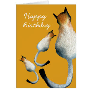 Tabby black and brown cat illustration cards