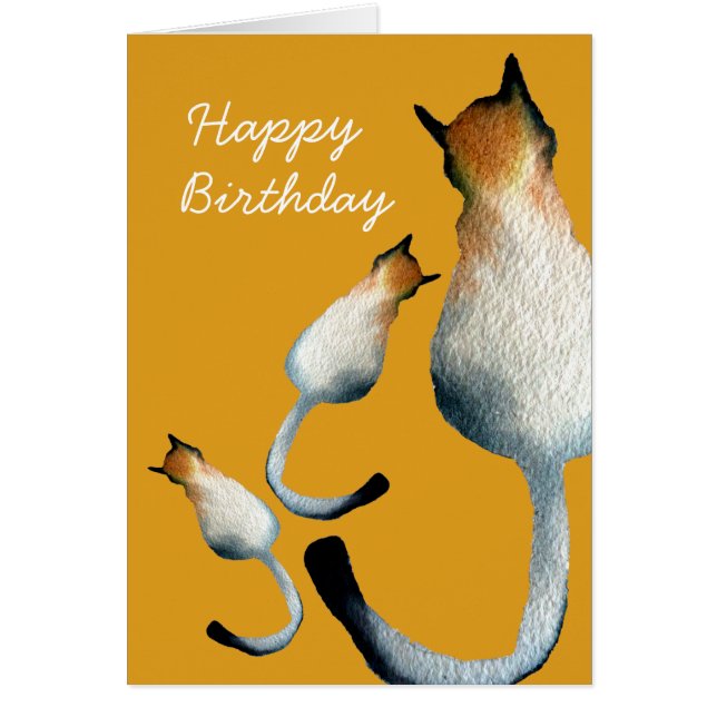 Tabby black and brown cat illustration cards (Front)
