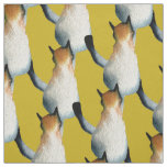 Tabby black and brown cat illustration fabric