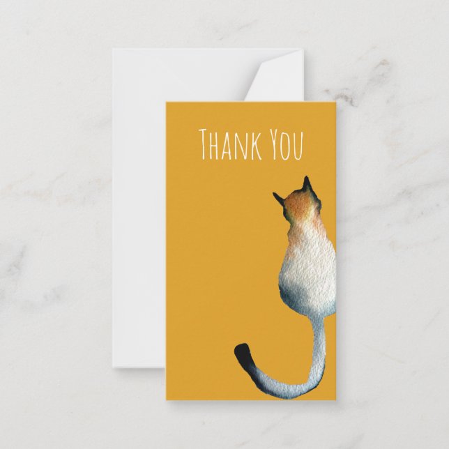 Tabby black and brown cat illustration note card (Front)