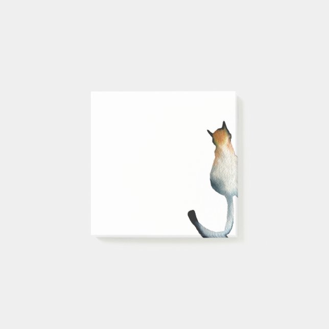Tabby black and brown cat illustration post-it notes (Front)