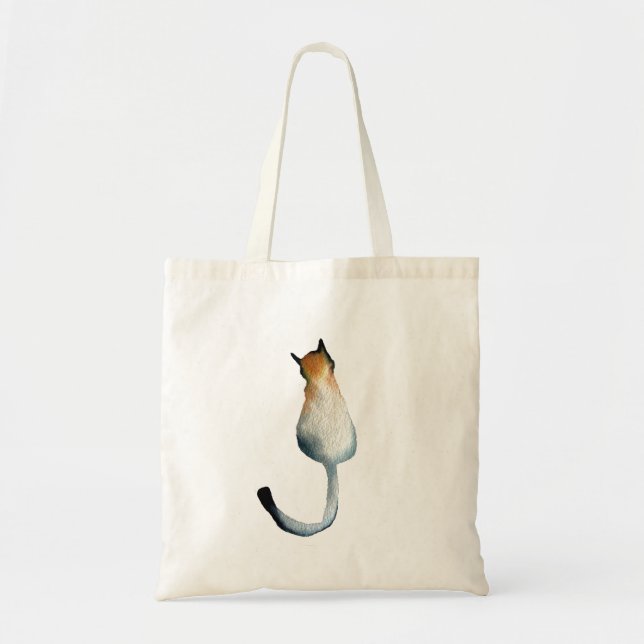 Tabby black and brown cat illustration tote bag (Front)