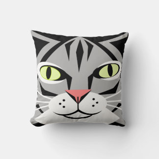 Tabby Cat Abstract Throw Pillow