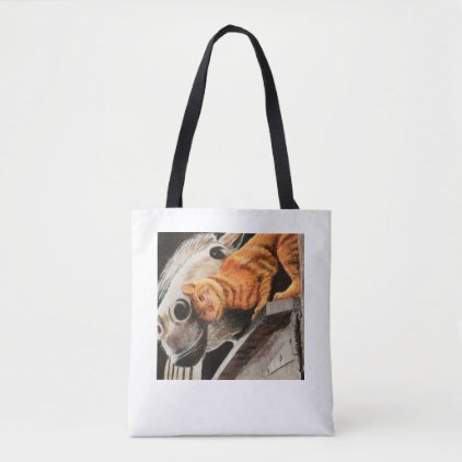 Tabby Cat and Horse Tote Bag