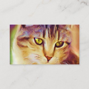Tabby Cat Art Business Card by ritmoboxer at Zazzle