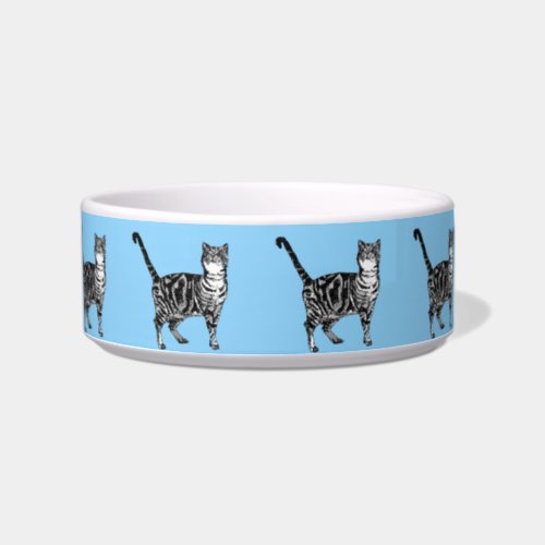 Tabby Cat Art Cats Animal Pastel Blue Cute Pet Bowl