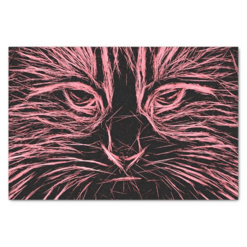 Tabby Cat Art Design Pink Black Decoupage Tissue Paper