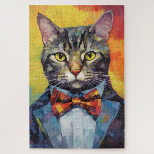 TABBY CAT ART FUNNY CUTE JIGSAW PUZZLE