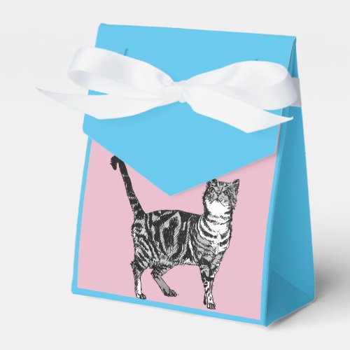 Tabby Cat Art pink Birthday Party Cake Favor Box