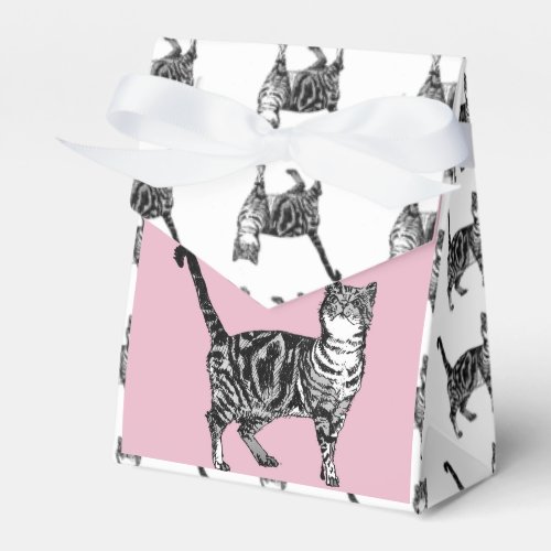 Tabby Cat Art pink Birthday Party Cake Favor Box