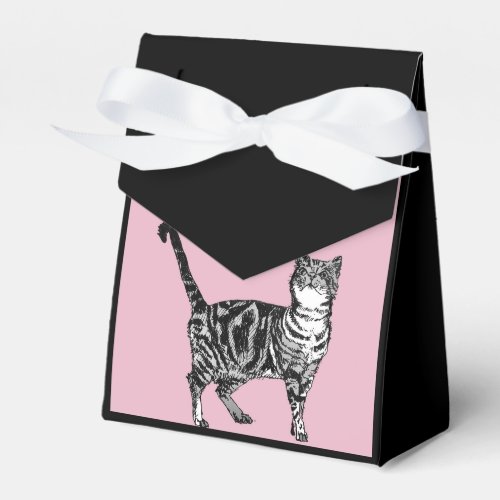 Tabby Cat Art pink Birthday Party Cake Favor Box