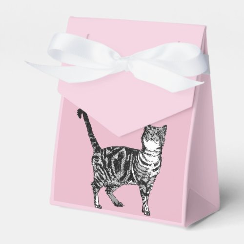 Tabby Cat Art pink Birthday Party Cake Favor Box