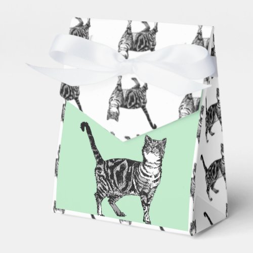 Tabby Cat Art pink Birthday Party Cake Favor Box