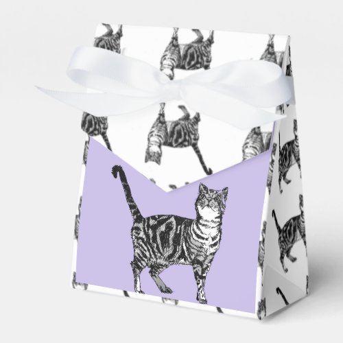 Tabby Cat Art pink Birthday Party Cake Favor Box