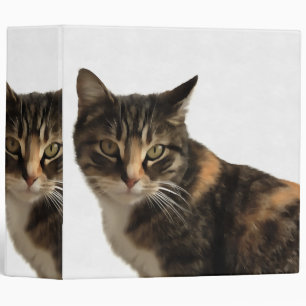 Tabby Cat Artistic Portrait On White Background 3 Ring Binder