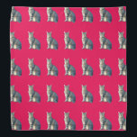 Tabby Cat Bandana<br><div class="desc">My tabby cat, Abby, was sitting on a fence guarding the yard when I took this picture. You can see the dignity and slight disdain for the media in the tilt of her ears. She is gray with typical black tabby stripes and green eyes (glaring at you). The background is...</div>