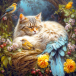 Tabby Cat-Bird Nesting With Three Birds Jigsaw Puzzle<br><div class="desc">Introducing kittybirds - a tabby cat-bird nesting with three birds painting on apparel and other quality products–a whimsical and enchanting design that brings together the worlds of feline grace and avian charm. this delightful creation celebrates the beauty of nature and magical creatures, appealing to a diverse audience with its captivating...</div>