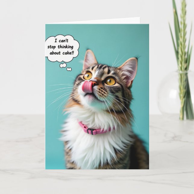 Tabby Cat Birthday Wish Card (Front)
