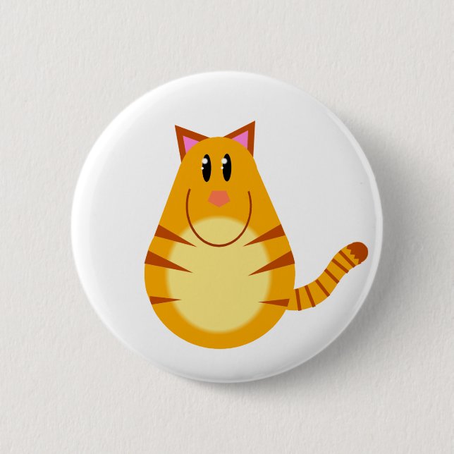 Tabby Cat Cartoon Button (Front)