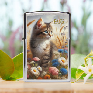 Tabby Cat / Cat Lover Monogram Zippo Lighter