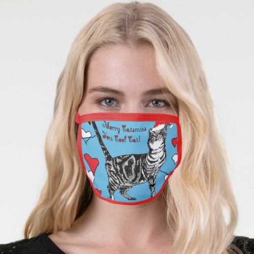 Tabby Cat cats animal Pattern Christmas Face Mask