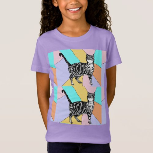 Tabby Cat cats cute striped pets girls T_Shirt