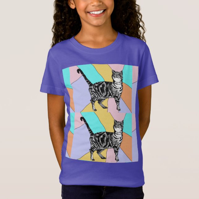 Tabby Cat cats cute striped pets girls T-Shirt (Front)
