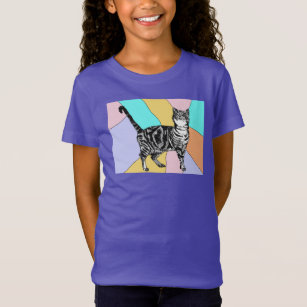 Tabby Cat cats cute striped pets girls T-Shirt
