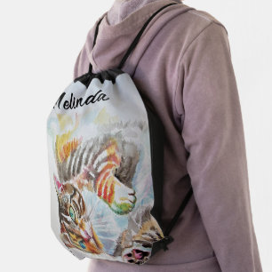Tabby Cat Cats Painting Whimsical Girls Backpack