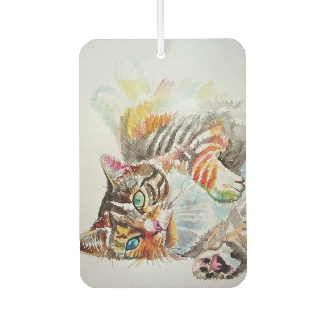 Tabby Cat cats pet art Watercolor Ladies  Air Freshener (Front)