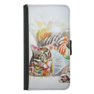 Tabby Cat cats pet art Watercolor Ladies Wallet
