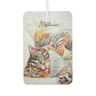 Tabby Cat cats pet art Watercolor Ladies Wallet Air Freshener