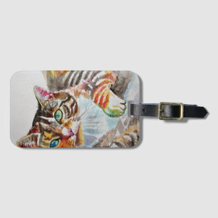 Tabby Cat cats pet art Watercolor Ladies Wallet Luggage Tag