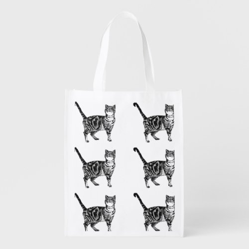 Tabby Cat cats Reusable Grocery Bag
