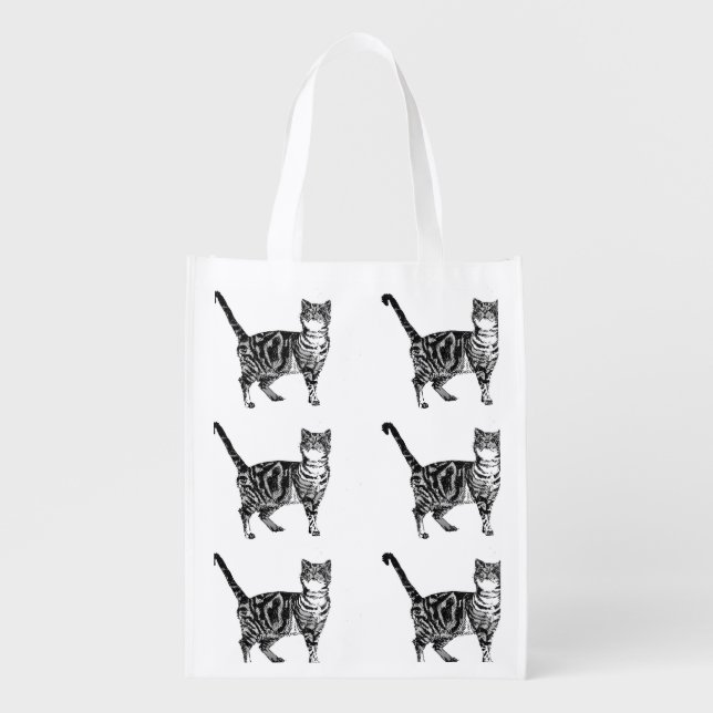Tabby Cat cats Reusable Grocery Bag (Front)