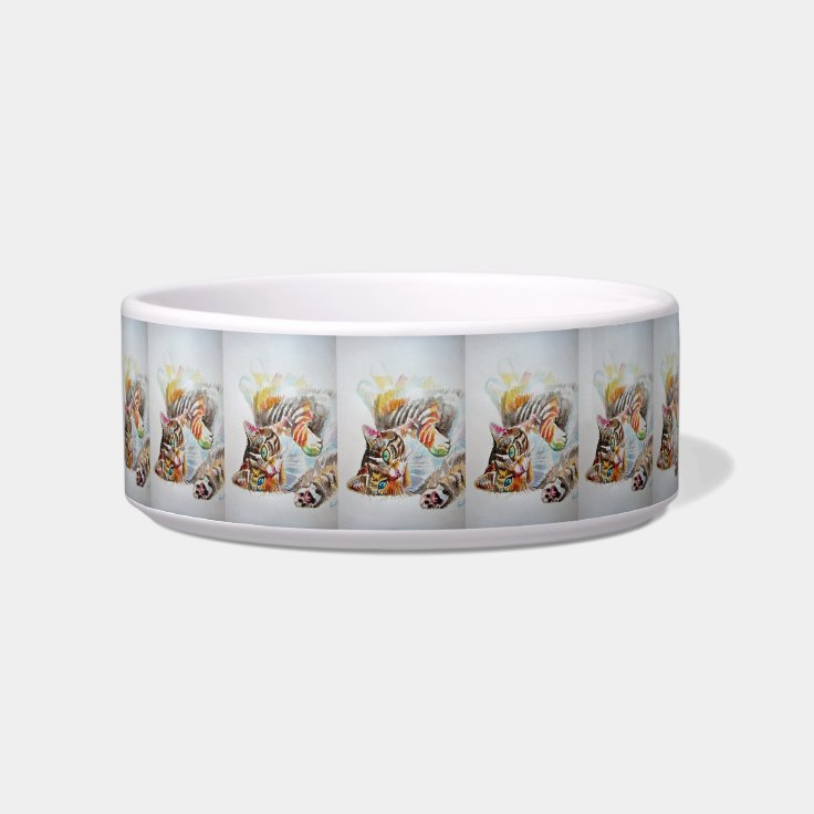Tabby Cat cats Striped feline kitty Drink Bowl Zazzle