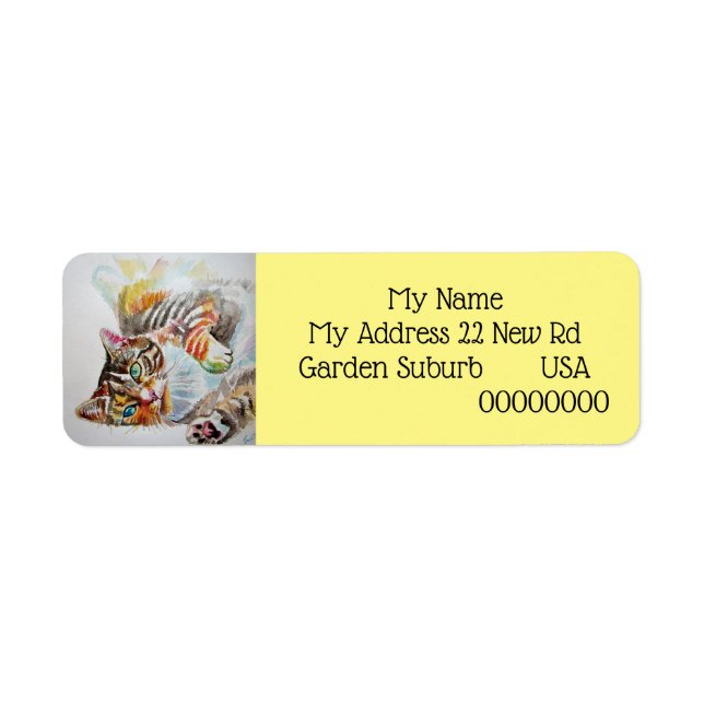 Tabby Cat cats Watercolour Return Address Labels (Front)