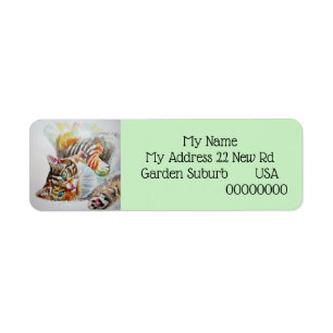 Tabby Cat cats Watercolour Return Address Labels