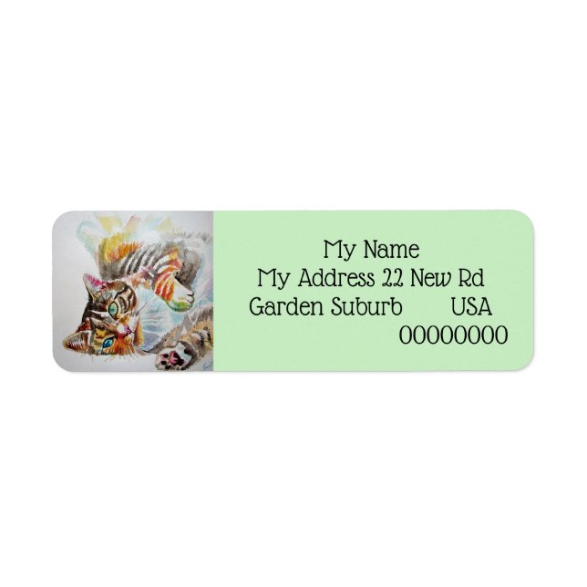 Tabby Cat cats Watercolour Return Address Labels (Front)