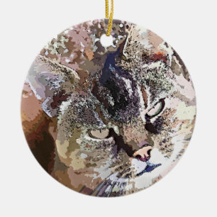 TABBY CAT CERAMIC ORNAMENT