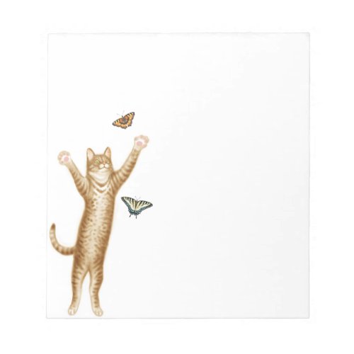 Tabby Cat Chasing Butterflies Notepad