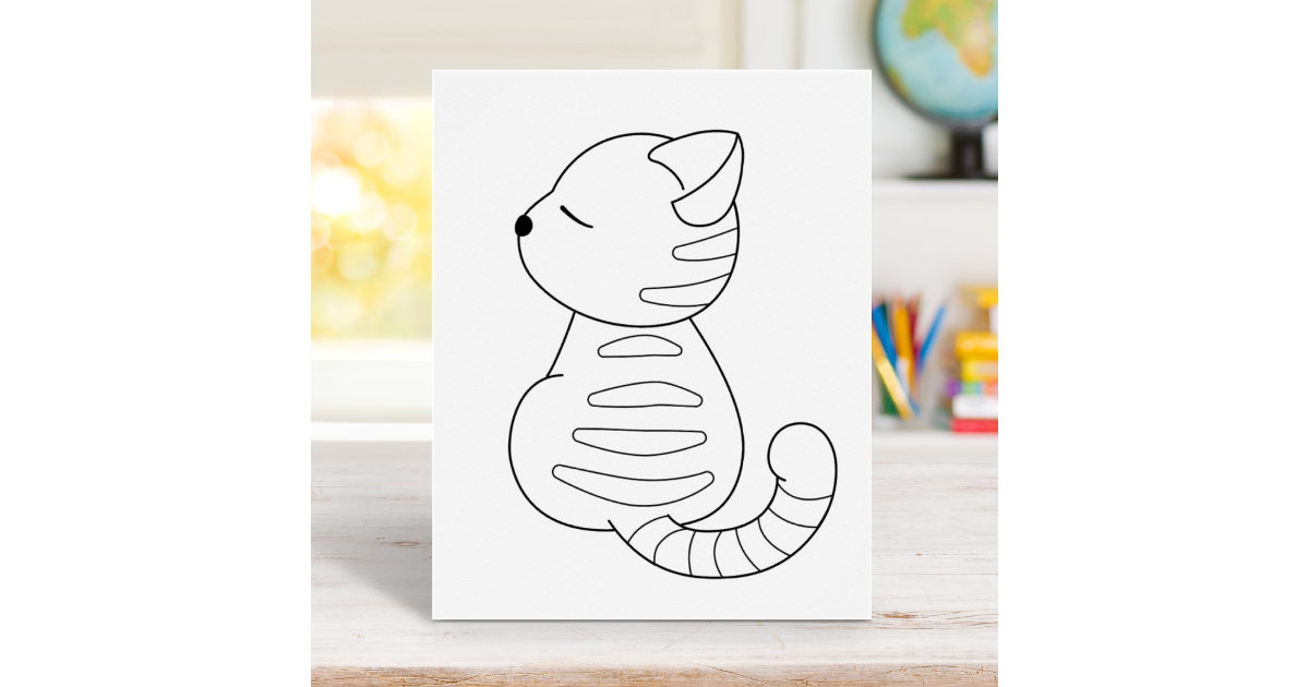 Tabby Cat Coloring Page Poster | Zazzle