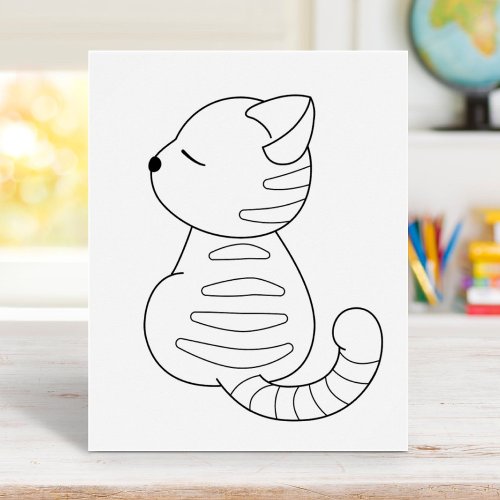 Tabby Cat Coloring Page Poster