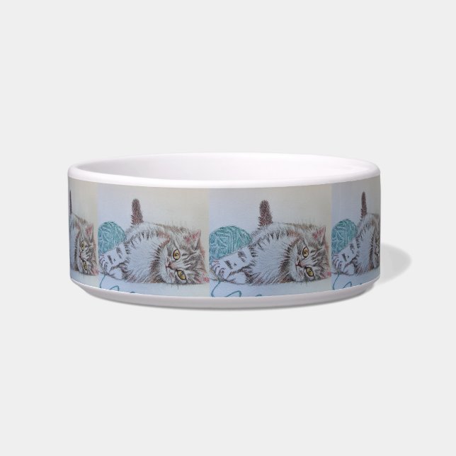 Tabby Cat Cute Beautiful Colorful Kitten Pet Drink Bowl (Front)