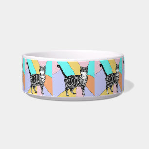 Tabby Cat Cute Beautiful Colorful Pastel Pet Drink Bowl