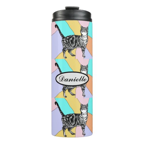 Tabby Cat Cute Cats Pastel Watercolor Pet art Ther Thermal Tumbler