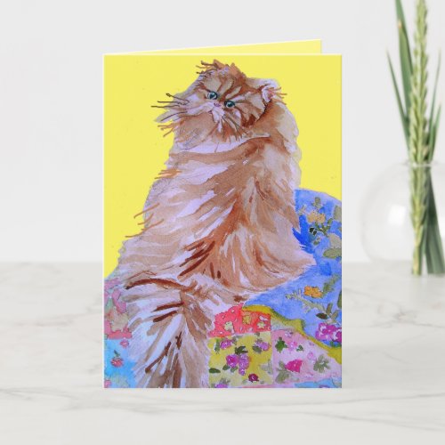 Tabby Cat Cute Cats Quit Watercolor Birthday Card