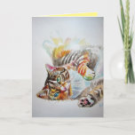 Tabby Cat Cute Cats Watercolour Birthday Card<br><div class="desc">Tabby Cat Cute Cats Watercolour Birthday Card Designed from one of my original watercolour paintings,  a must for all cat lovers!.</div>