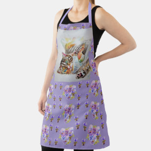 Tabby Cat Cute Watercolor Cats pet Animal Apron